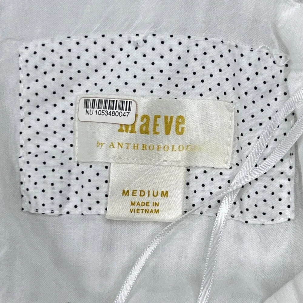Maeve Anthropologie Off-the-Shoulder Smocked Blouse Puff Sleeves Size M